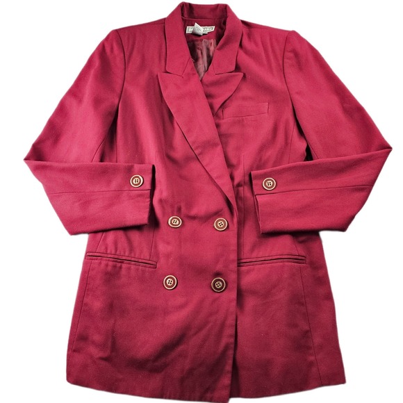 Dress Barn Jackets & Blazers - Dress Barn Blazer Jacket Women's 8 Maroon Stretch Long Sleeve Double Breasted